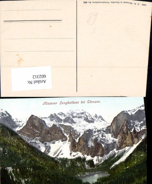 602312,Hinterer Langbathsee b. Ebensee pub F. E. Brandt 862