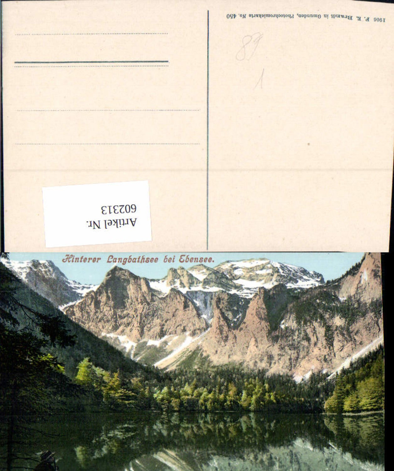 602313,Hinterer Langbathsee b. Ebensee Mann Rauchen Pfeife a. Ufer pub F. E. Brandt 450