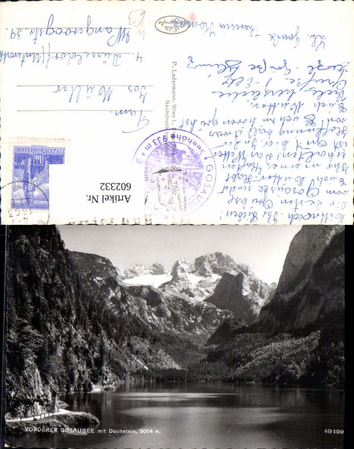 602332,Foto Ak Vorderer Gosausee m. Dachstein Gosau
