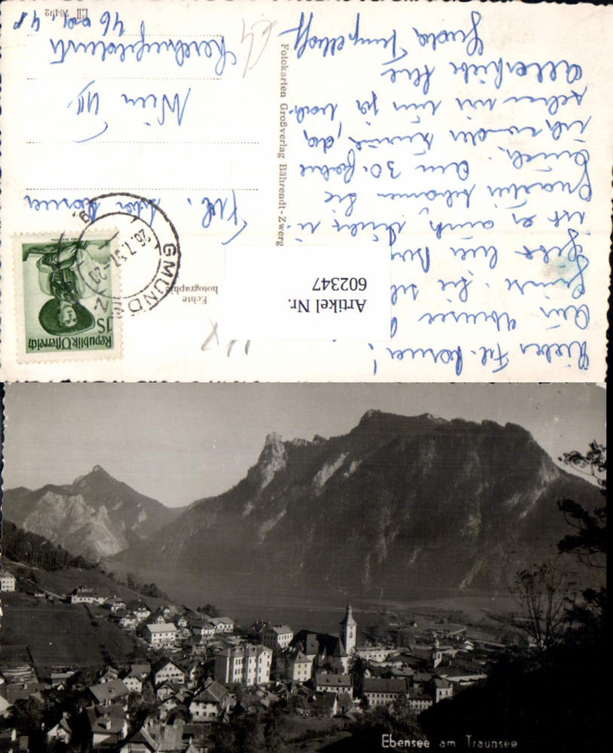 602347,Foto Ak Ebensee a. Traunsee Ansicht