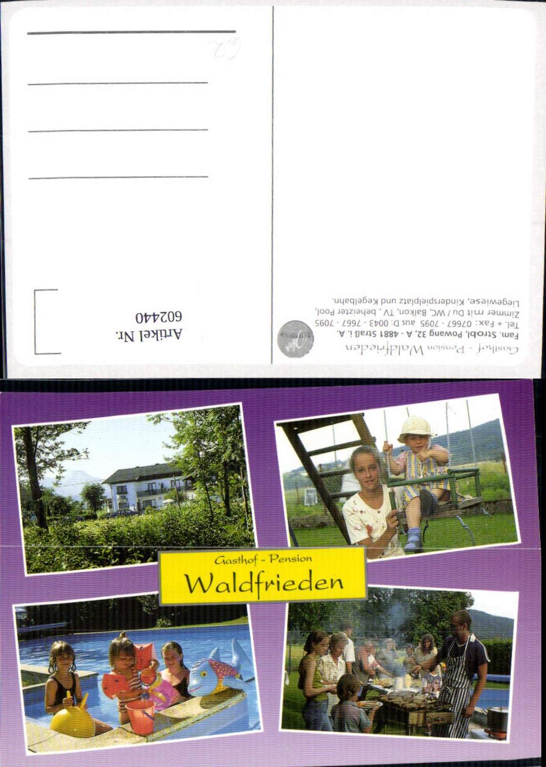 602440,Mehrbild Ak Straß i. Attergau Gasthof Pension Waldfrieden Schwimmbad