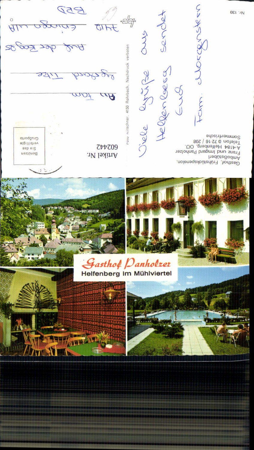 602442,Mehrbild Ak Helfenberg i. Mühlviertel Gasthof Panholzer Schwimmbad