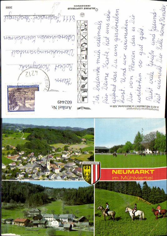 602449,Mehrbild Ak Neumarkt im Mühlviertel Reiten Pferde pub Alpine Luftbild 3069