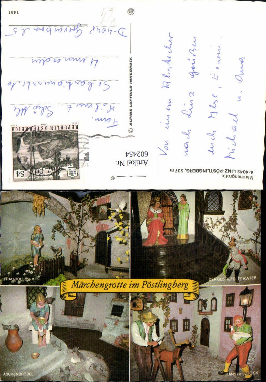 602454,Mehrbild Ak Linz a. d. Donau Märchengrotte Pöstlingberg Puppen pub Alpine Luftbild 1451