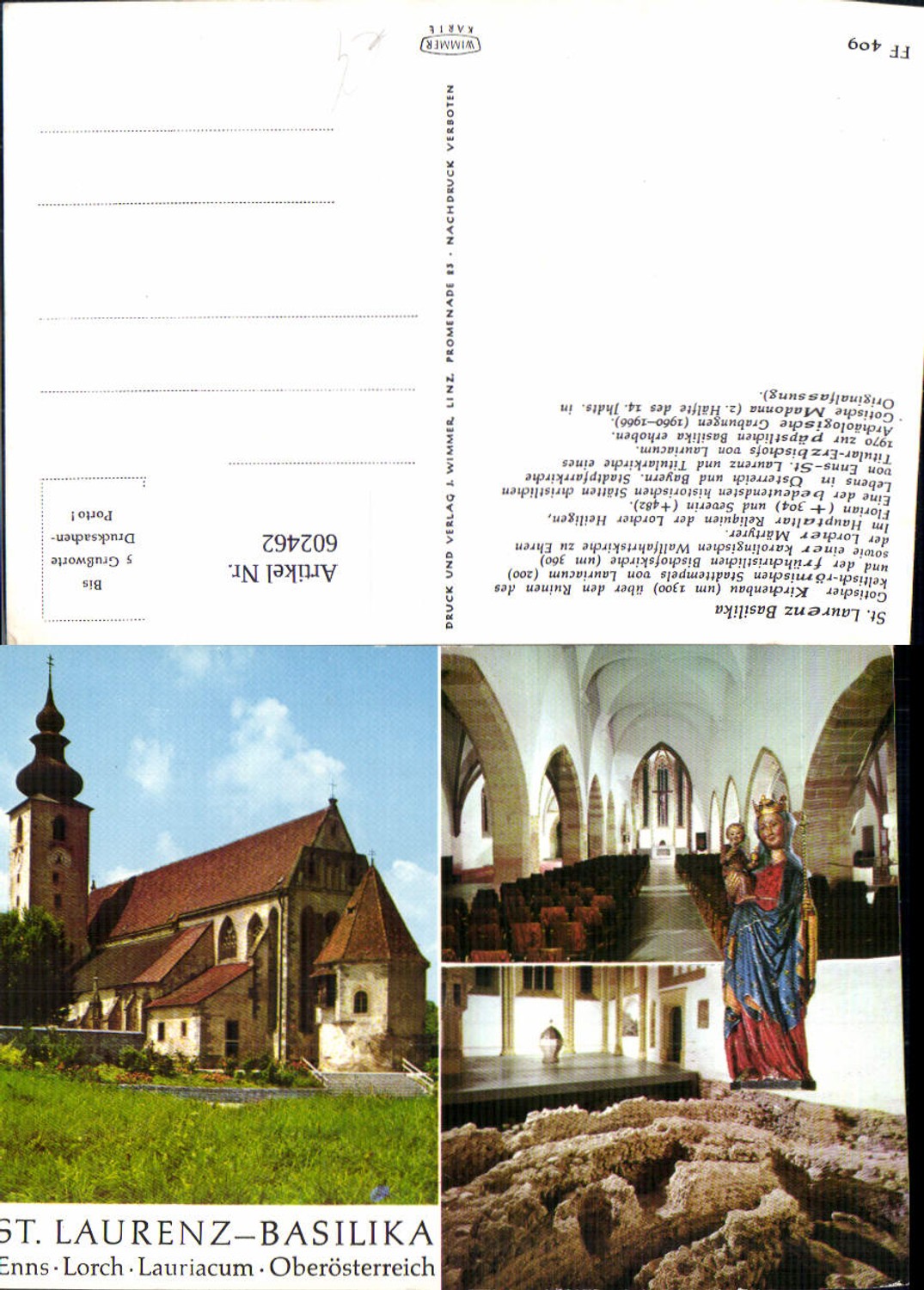 602462,Mehrbild Ak St Laurenz-Basilika Enns Lorch Lauriacum Madonna
