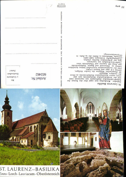 602462,Mehrbild Ak St Laurenz-Basilika Enns Lorch Lauriacum Madonna