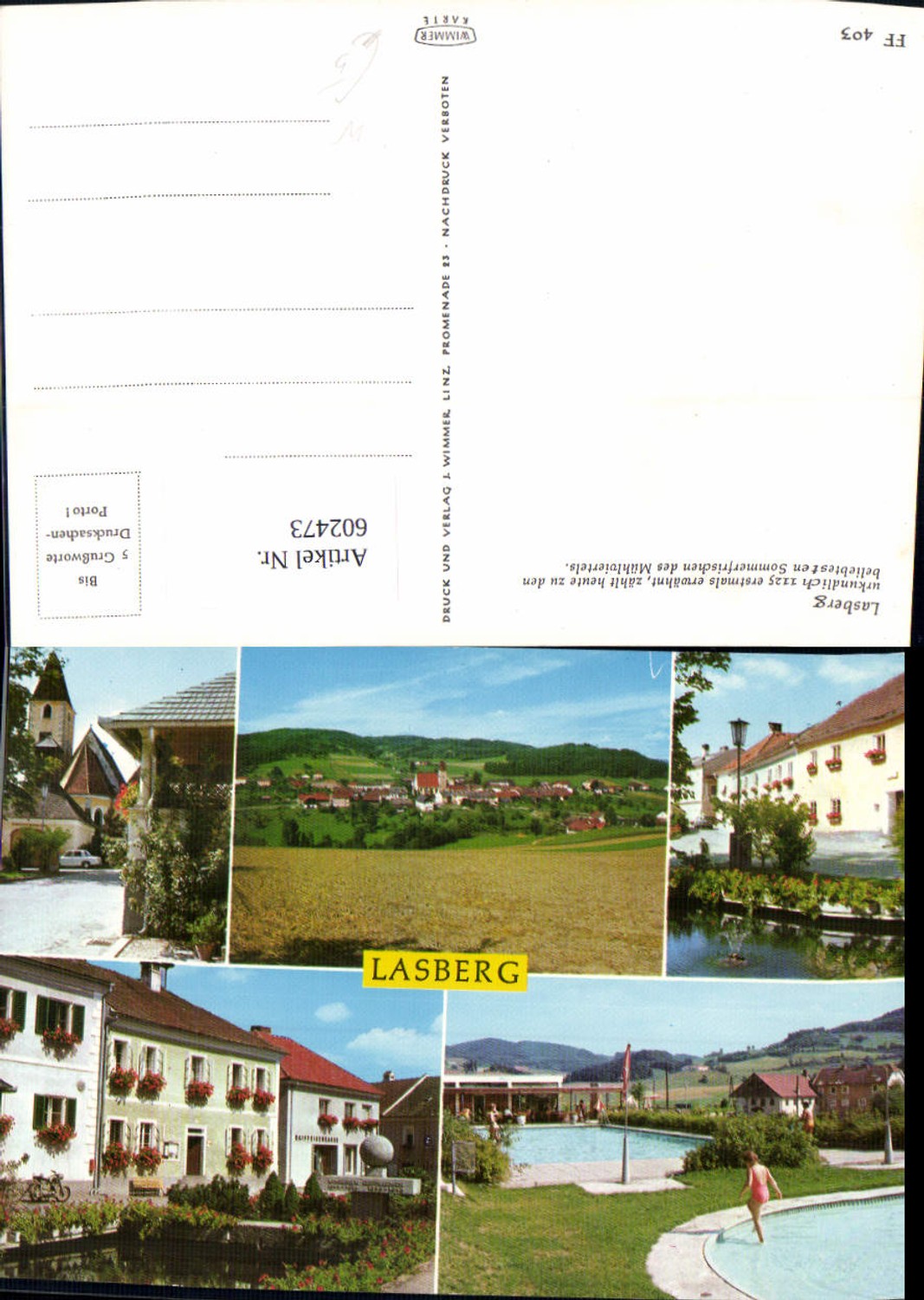 602473,Mehrbild Ak Lasberg Schwimmbad