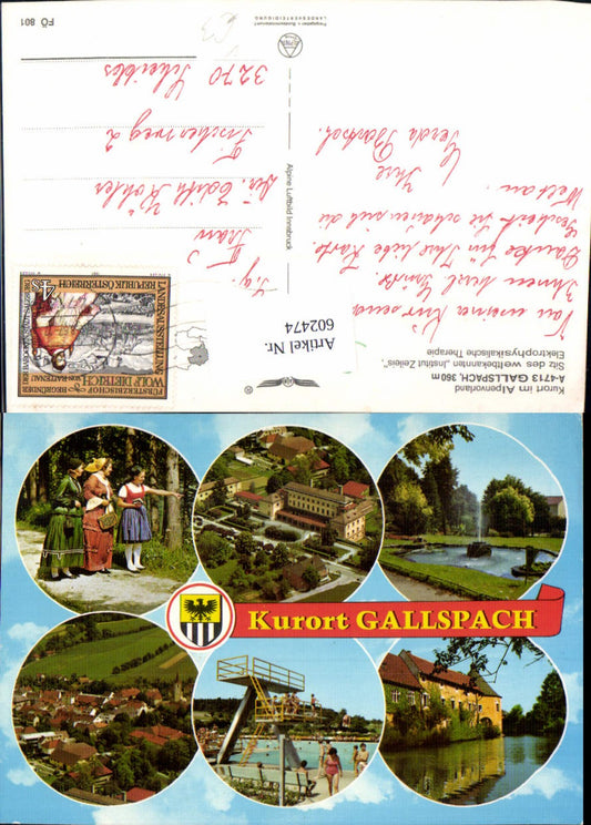 602474,Mehrbild Ak Gallspach Tracht Institut Zeileis pub Alpine Luftbild FÖ 801