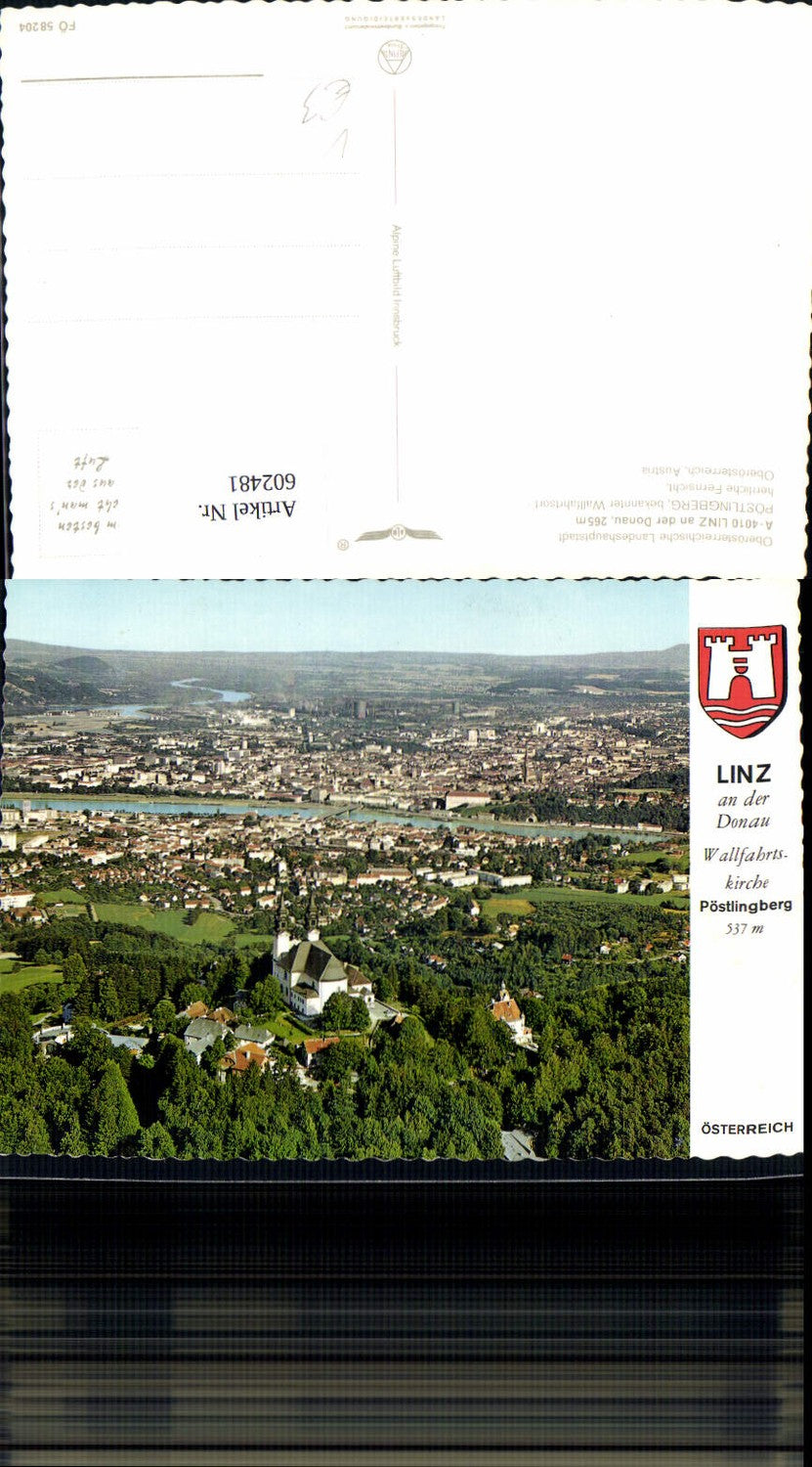 602481,Linz a. d. Donau Pöstlingberg pub Alpine Luftbild FÖ 58204