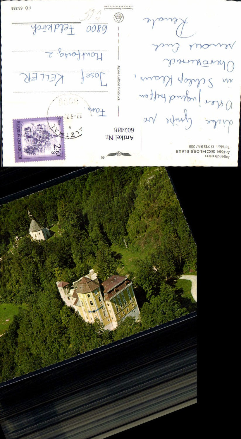 602488,Luftbild Jugendheim Schloss Klaus Klaus a. d. Pyhrnbahn pub Alpine Luftbild FÖ 63385