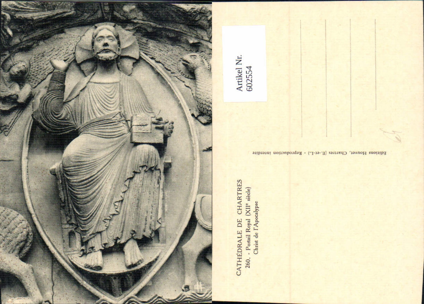 602554,Cathedrale de Chartres Portail Royal Christ de l Apocalypse Figur Plastik