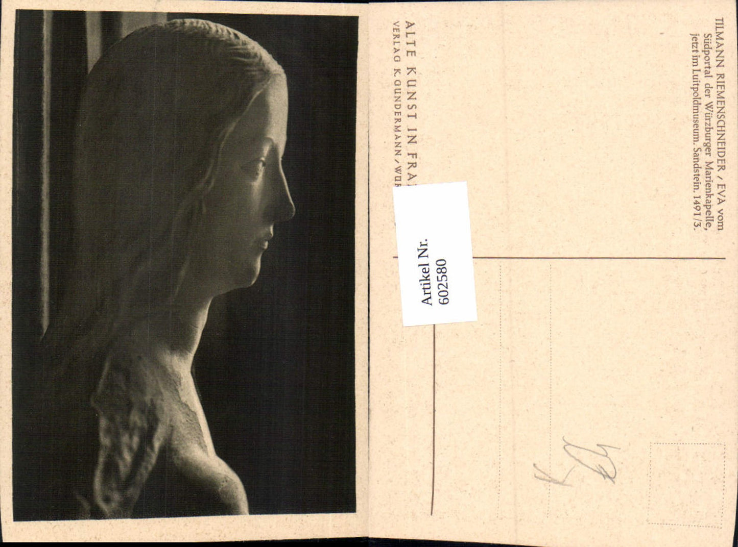 602580,Tilmann Riemenschneider Eva Würzburg Marienkapelle Figur Skulptur Sandstein