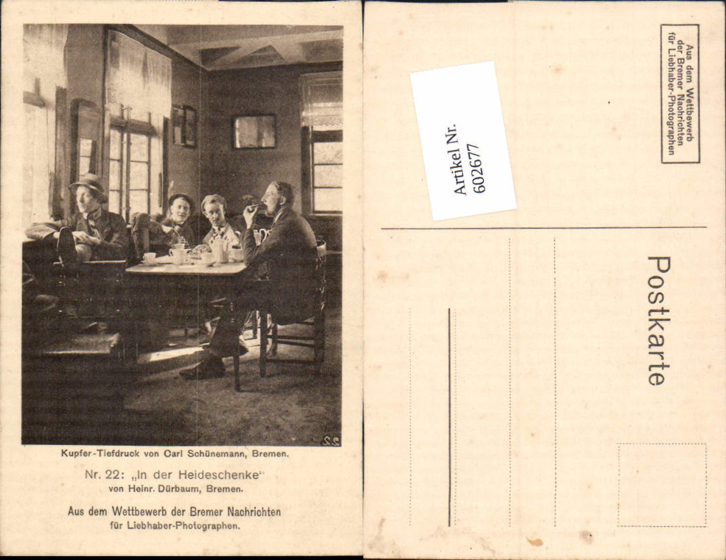 Heinrich Dürbaum Bremen Heideschenke Wettbewerb d. Bremer Nachrichten für Liebhaber-Fotografen