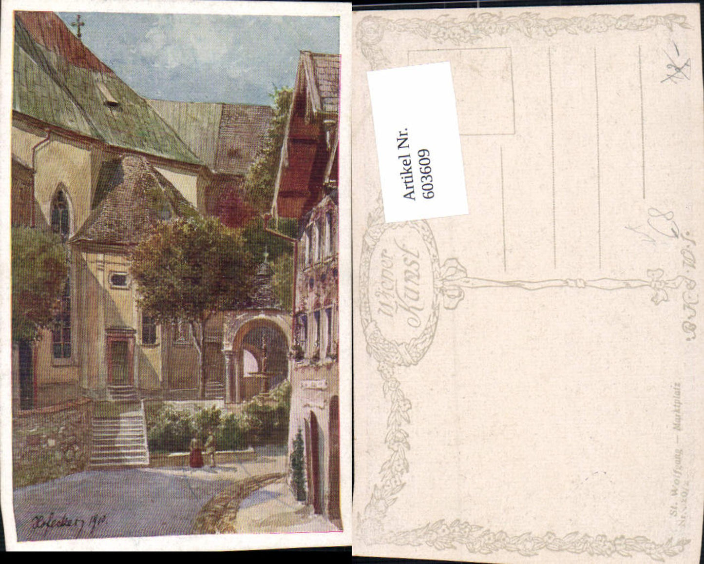603609,Künstler Ak Hofecker St Wolfgang i. Salzkammergut Marktplatz pub B.K.W.I. 20/2