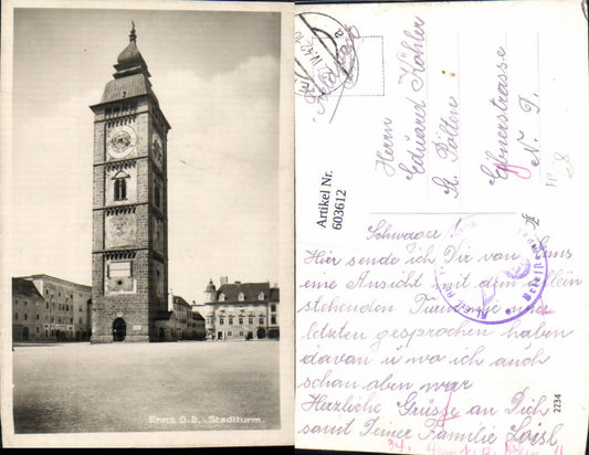 603612,Foto Ak Enns Stadtturm Feldpost Kf. Ers. Abt. 17 Komp.