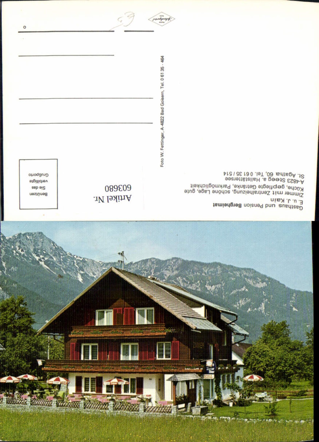 603680,Steeg a. Hallstättersee Gasthaus u. Pension Bergheimat