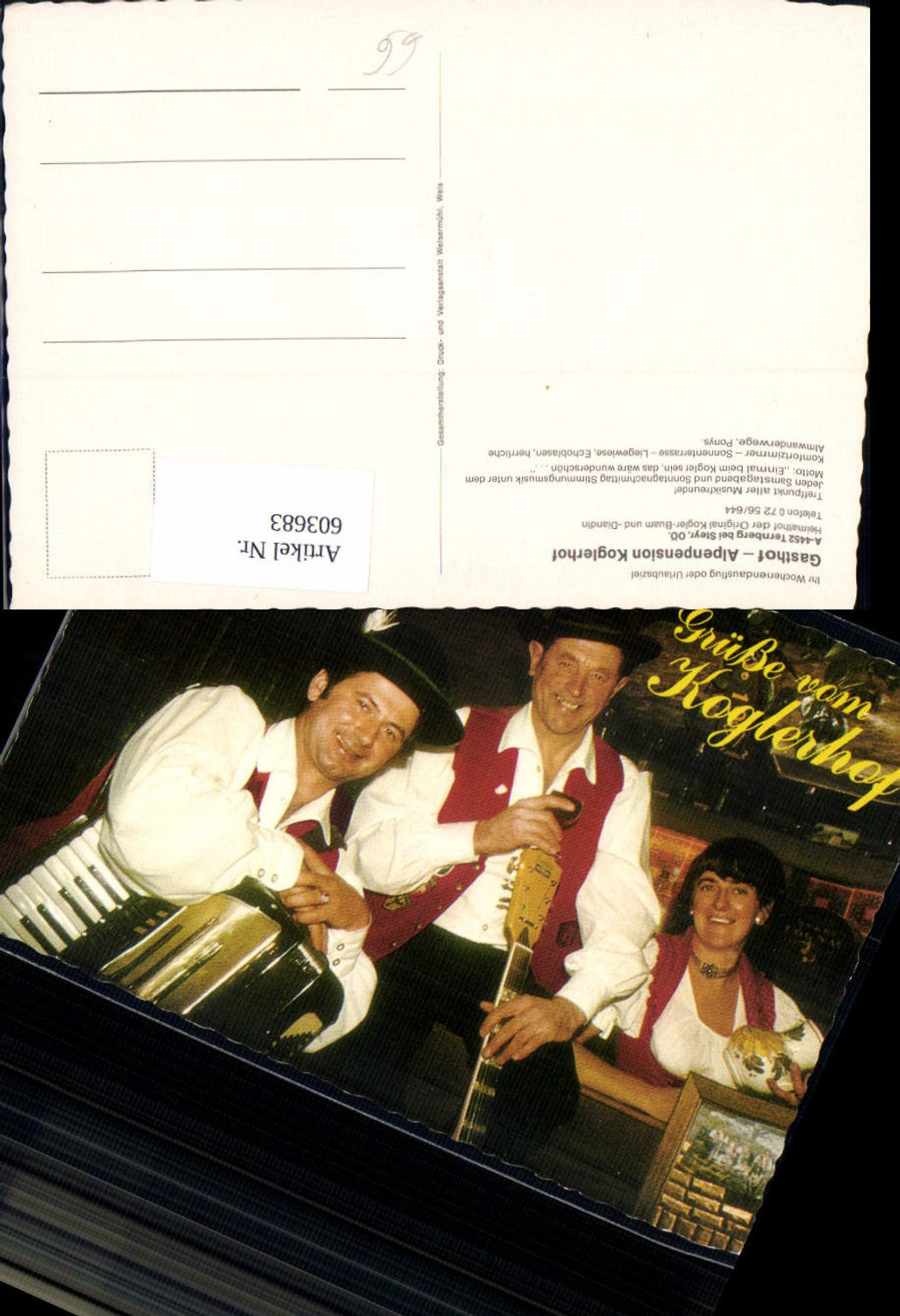 603683,Ternberg a. Steyr Gasthof-Alpenpension Koglerhof Notenzeile Musik Musikgruppe