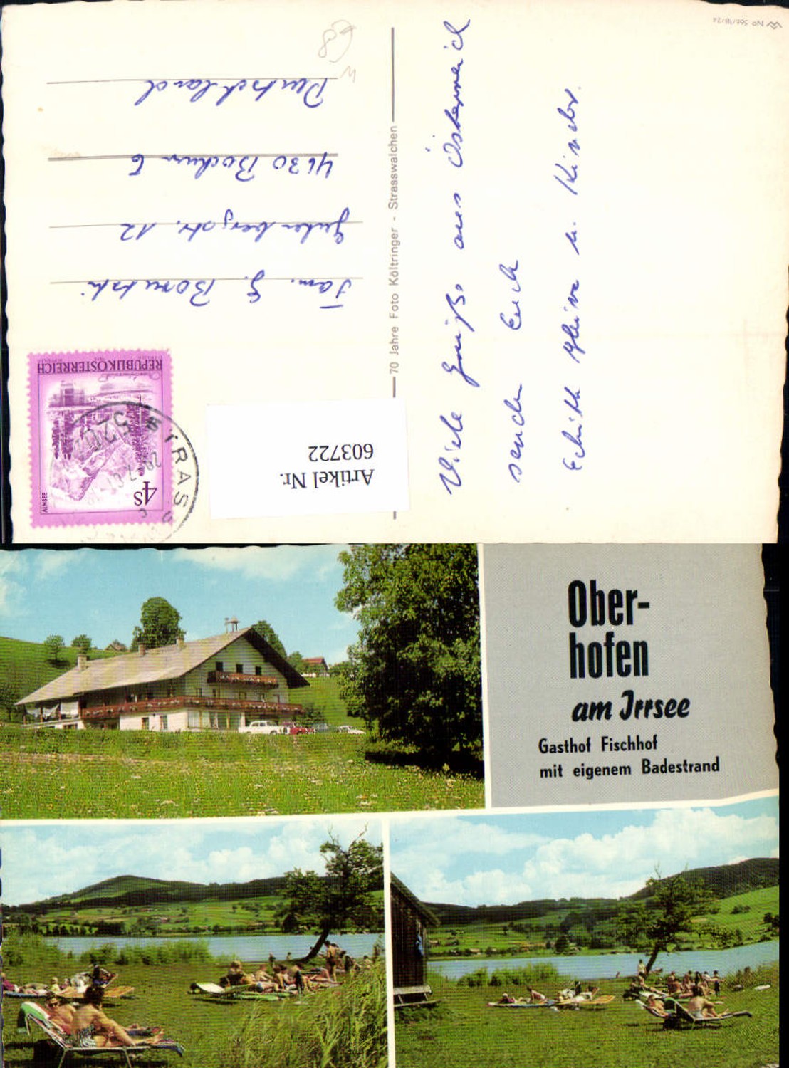 603722,Oberhofen a. Irrsee Gasthof Fischhof Badestrand Strandleben