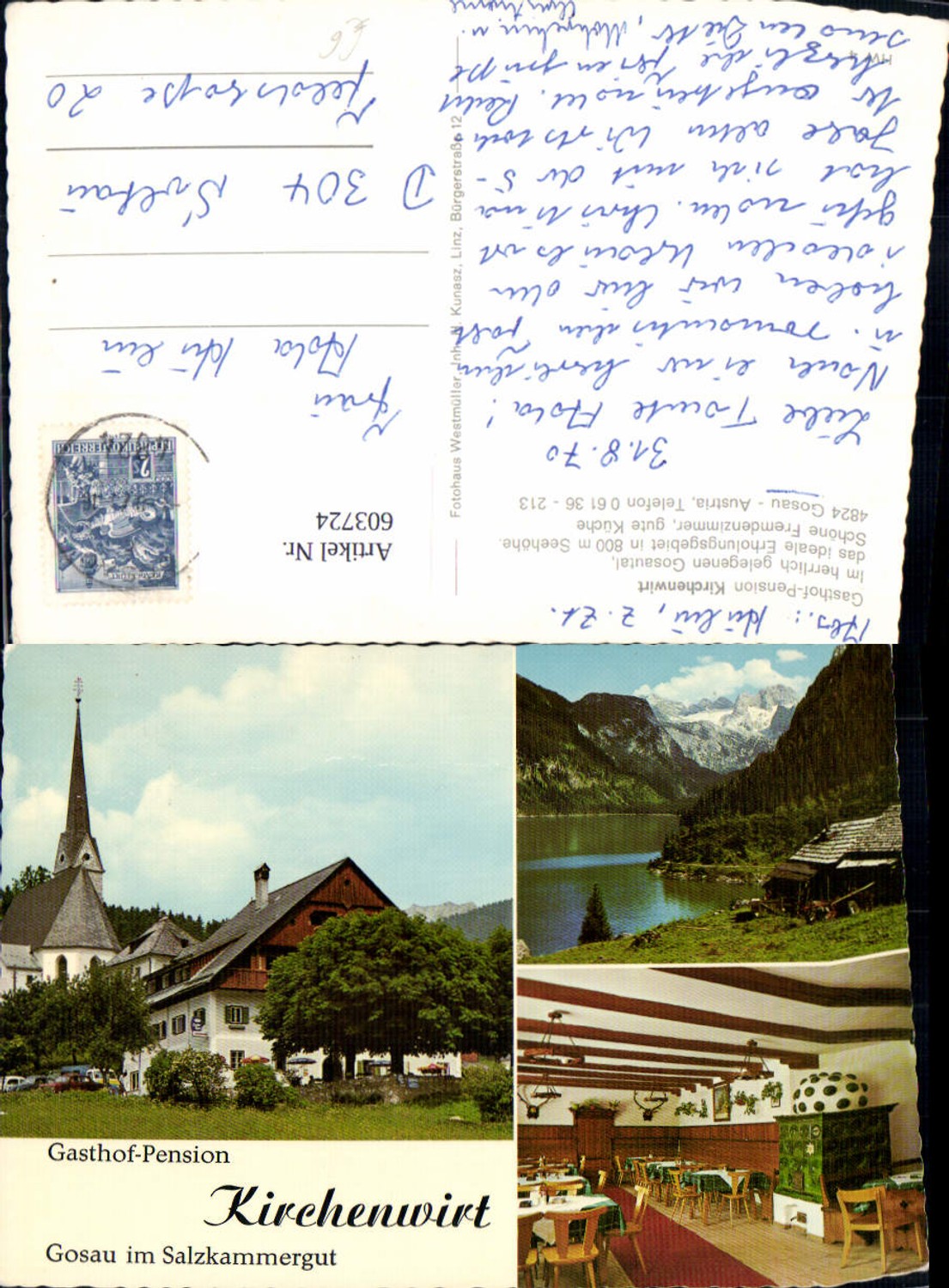 603724,Mehrbild Ak Gosau Gasthof Pension Kirchenwirt Kamin Kachelofen