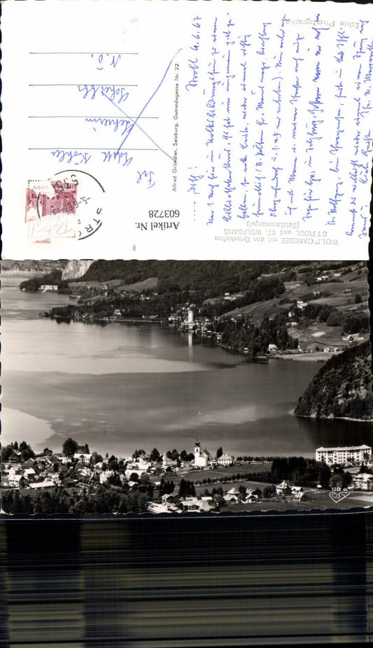 603728,Foto Ak Wolfgangsee m. Strobl u. St Wolfgang i. Salzkammergut