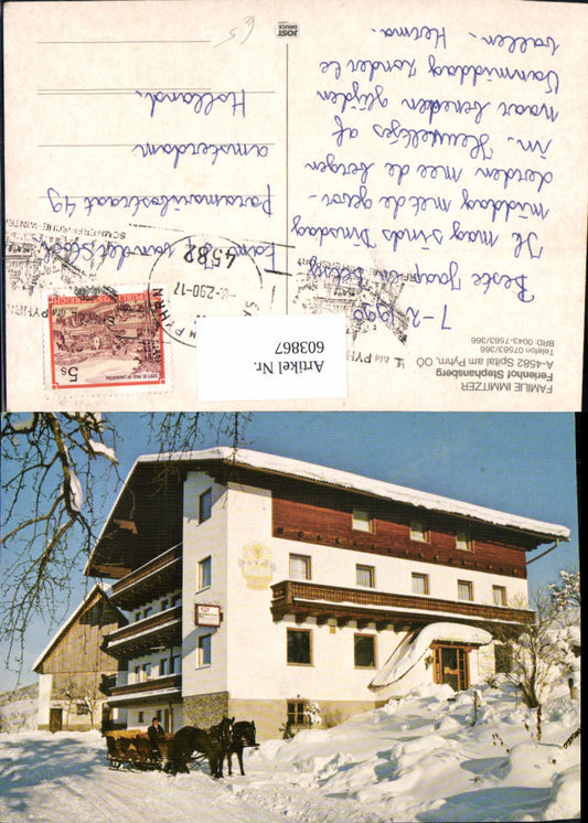 603867,Spital a. Pyhrn Ferienhof Stephansberg Winteransicht Pferdeschlitten