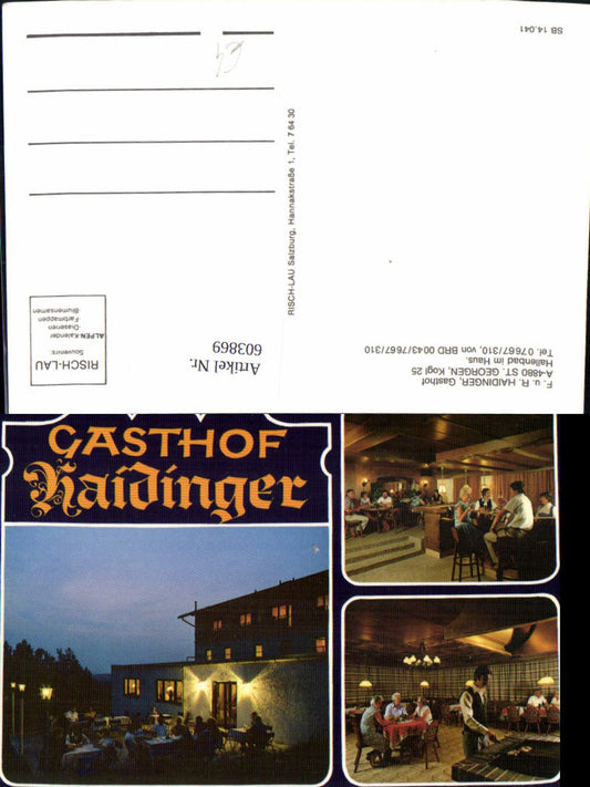 603869,Mehrbild Ak St Georgen i. Attergau Gasthof Haidinger b. Nacht Gaststube