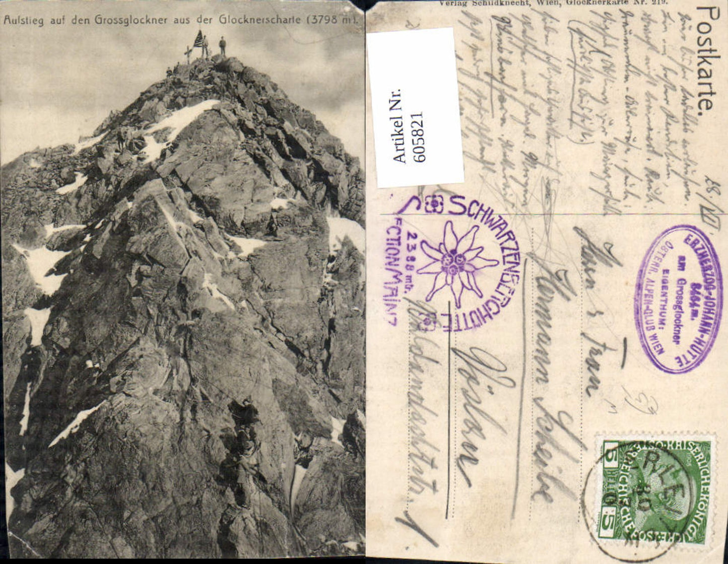 605821,Aufstieg Großglockner a. d. Glocknerscharte Heiligenblut a. Großglockner
