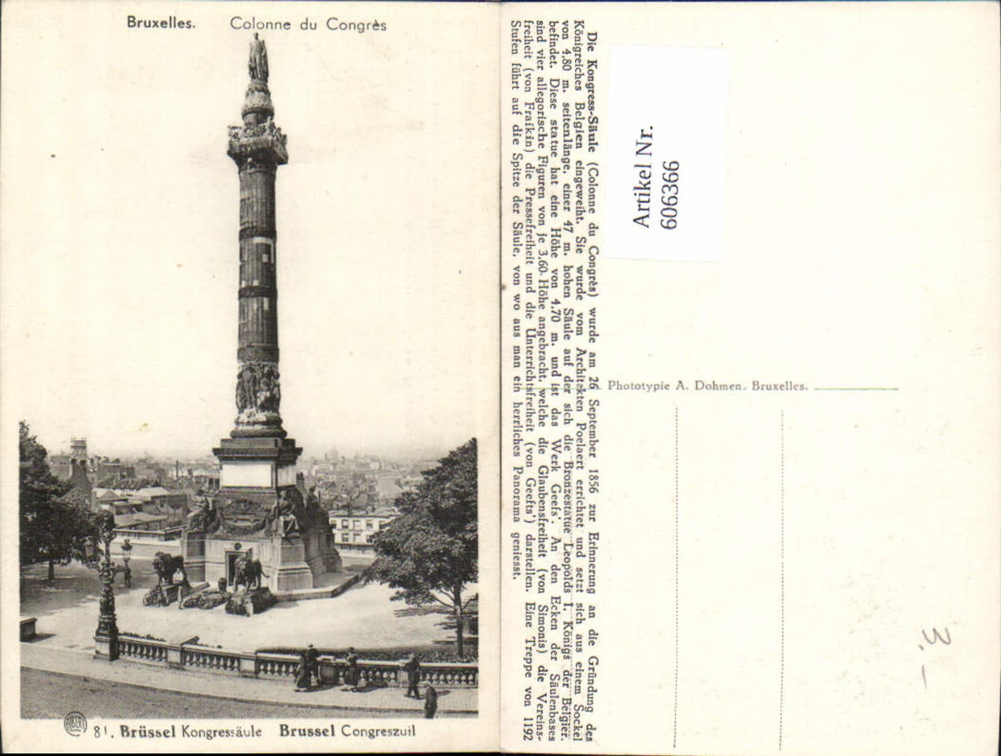 606366,Brüssel Bruxelles Colonne du Congres Kongressäule