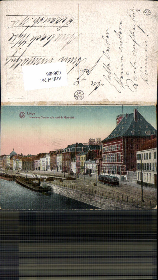 606388,Liège Liège La maison Curtius et le quai de Maestricht tram