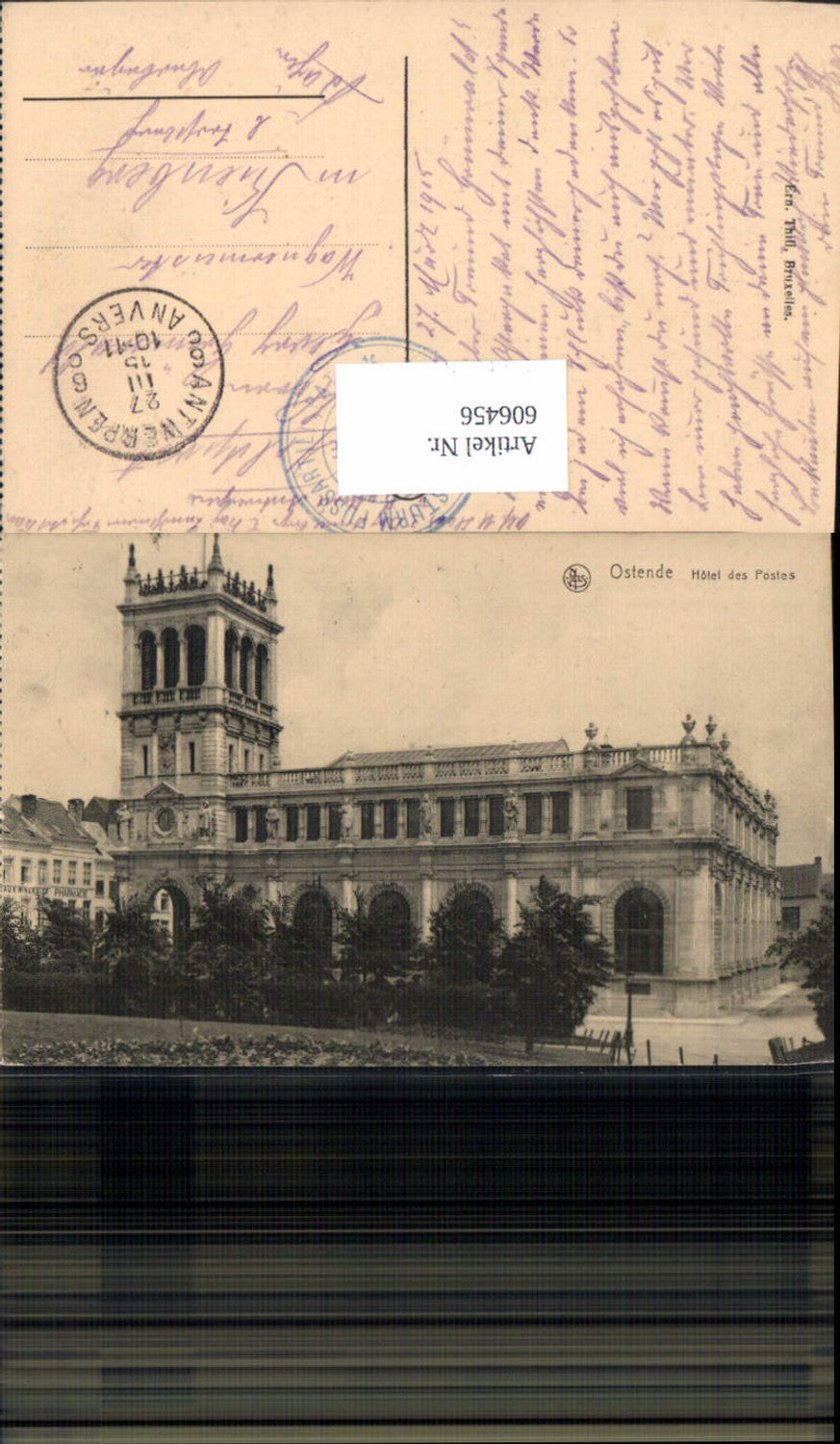 606456, Ostend Hotel des Postes Post Office Belgium