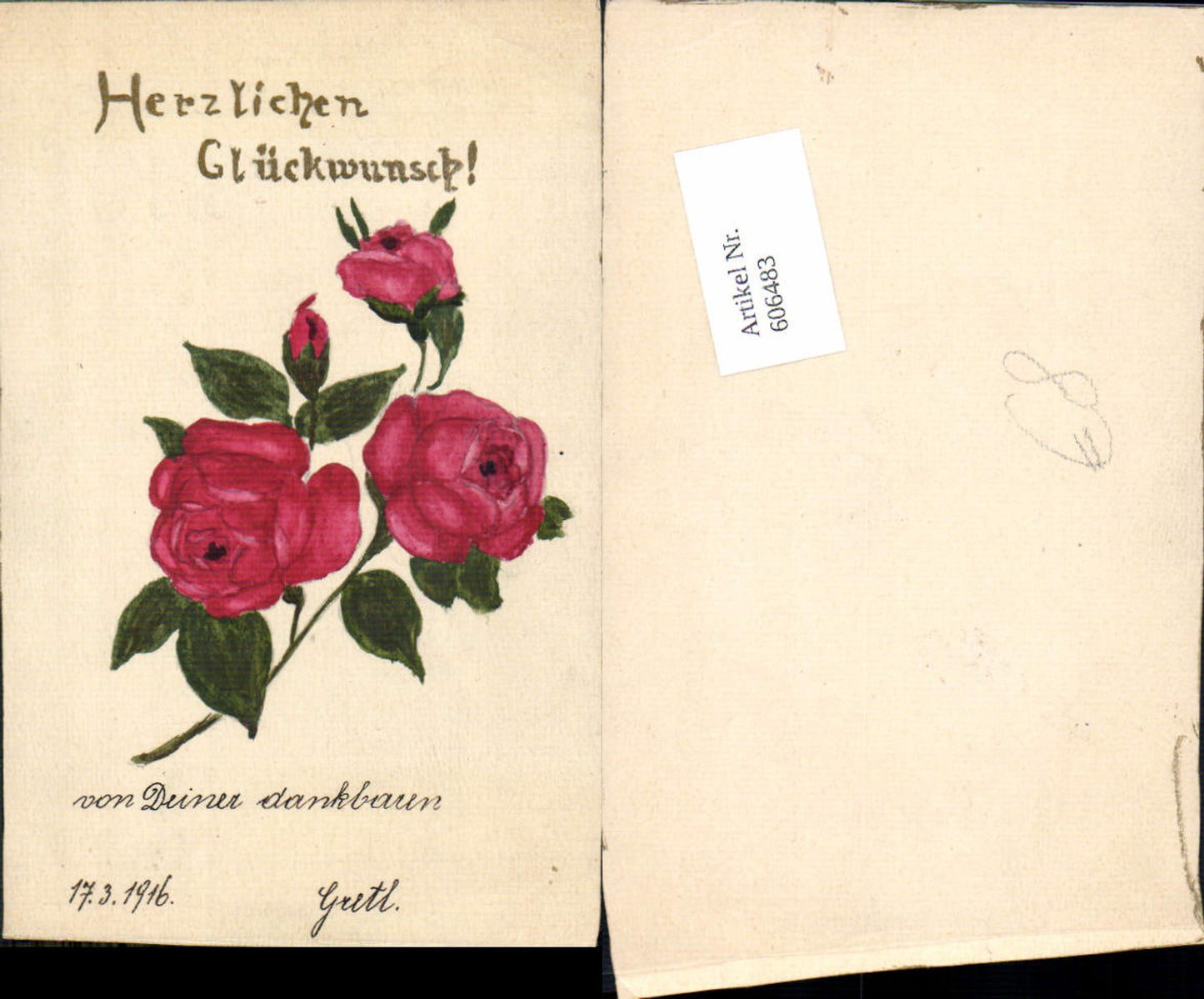 606483,tolle handgemalte Künstler AK handgemalt Rosen Blumen