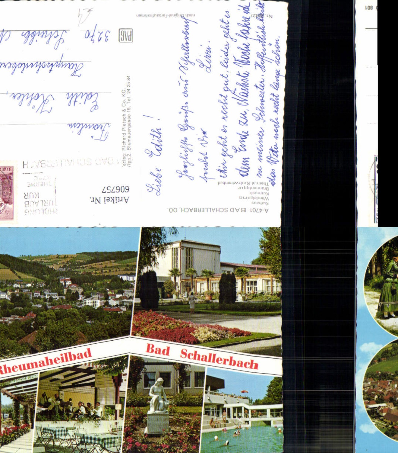 606757,Mehrbild Ak Bad Schallerbach Kurhaus Wandelgang Brunnenfigur