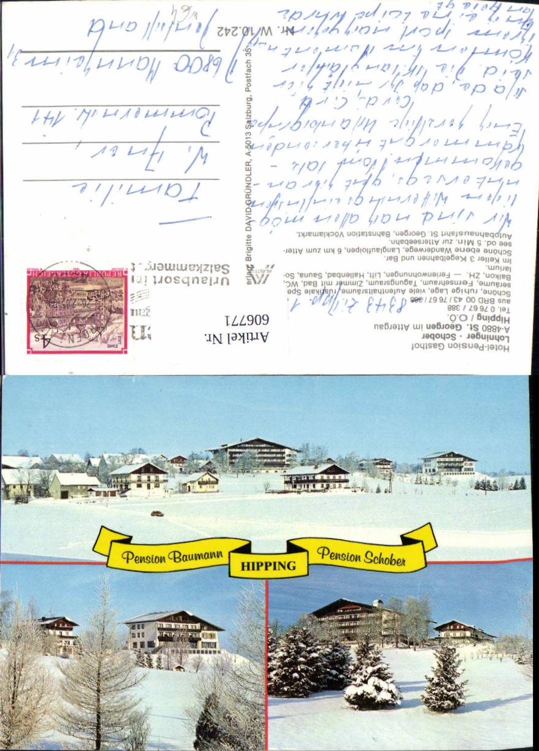 606771,Mehrbild Ak St Georgen i. Attergau Hotel Pension Gasthof Lohninger Schober Winteransicht