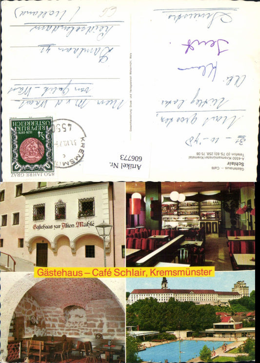 606773,Mehrbild Ak Kremsmünster Kremstal Gästehaus Cafe Schlair Schwimmbad