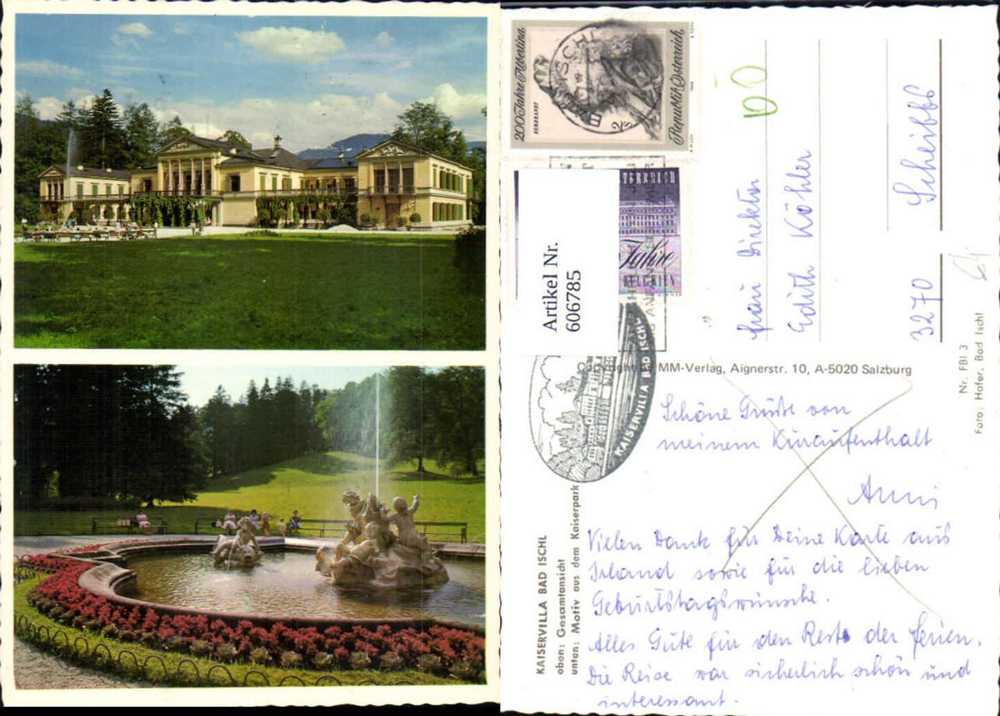 606785,Mehrbild Ak Bad Ischl Kaiservilla m. Kaiserpark