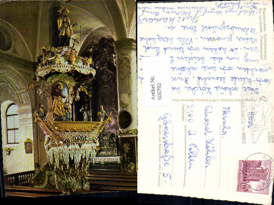 606792,Foto Ak Traunkirchen Fischerkanzel Kirche Innenansicht