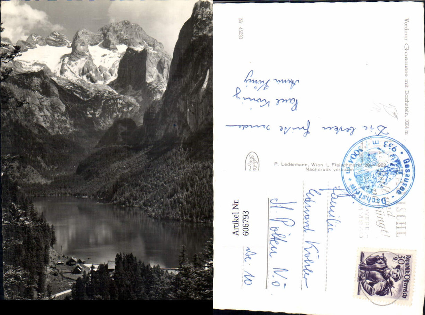 606793,Foto Ak Vorderer Gosausee m. Dachstein Gosau