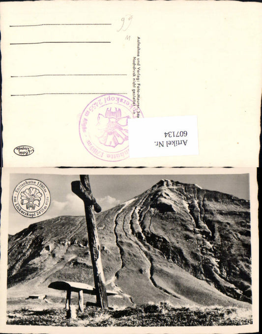 607134,Foto Ak Oberstdorf Kreuz b. d. Enzianhütte a. Linkerskopf
