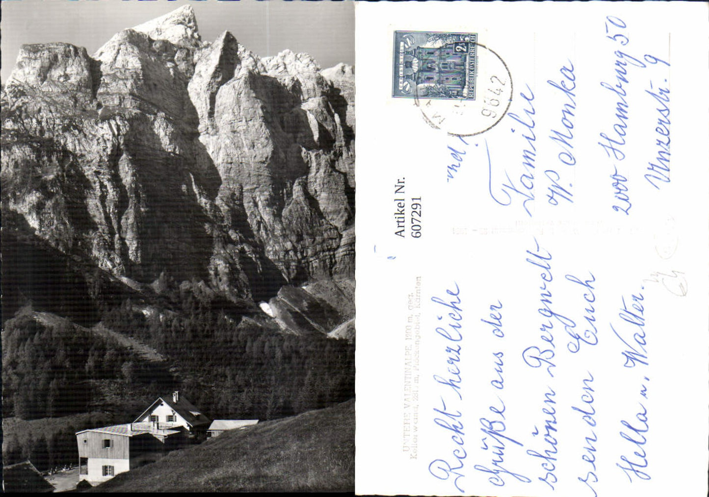 607291,Foto Ak Kötschach Mauthen Untere Valentinalpe geg. Kellerwand Plöckengebiet