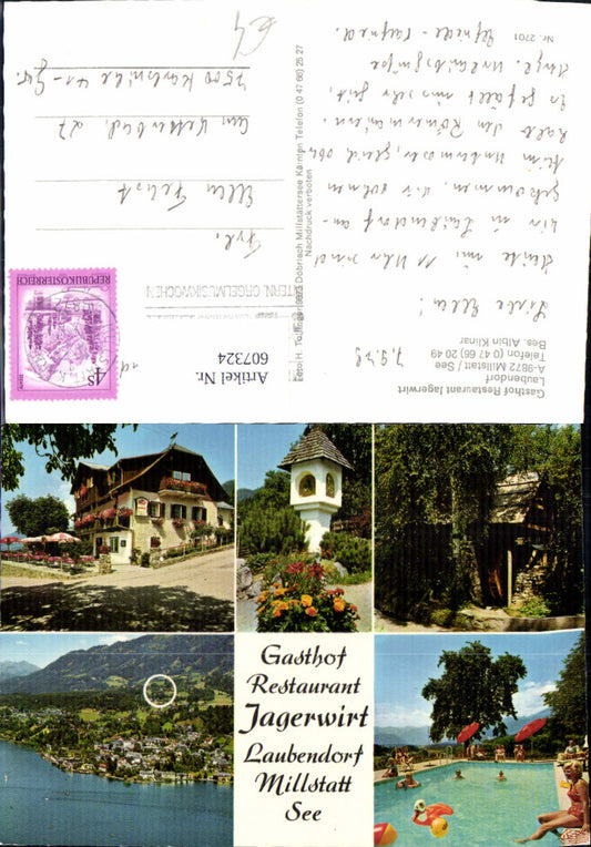 607324,Mehrbild Ak Millstatt a. See Gasthof Restaurant Jagerwirt Schwimmbad