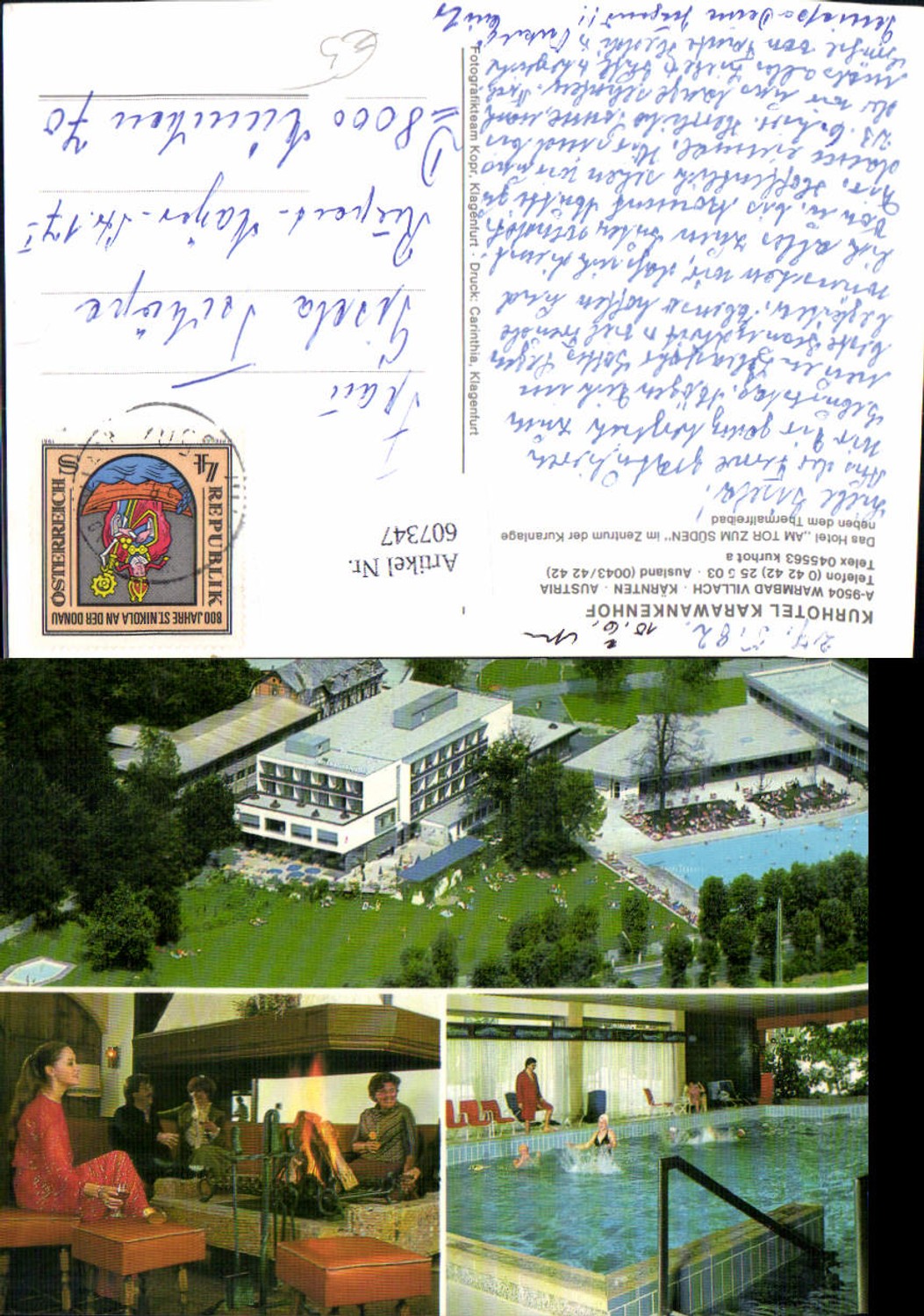 607347,Mehrbild Ak Warmbad Villach Kurhotel Karawankenhof Hallenbad Schwimmbad