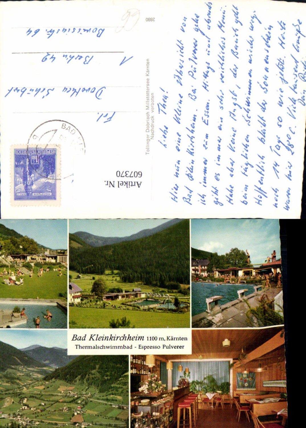 607370,Mehrbild Ak Bad Kleinkirchheim Schwimmbad Espresso Pulverer