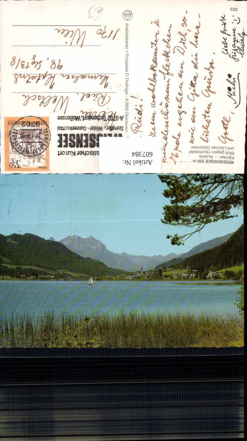 607384,Weissensee Weißensee Blick geg. Hochstadel u. Lienzer Dolomiten Segeln