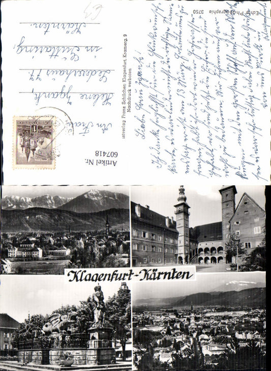 607418,Mehrbild Ak Klagenfurt Ansicht Lindwurm