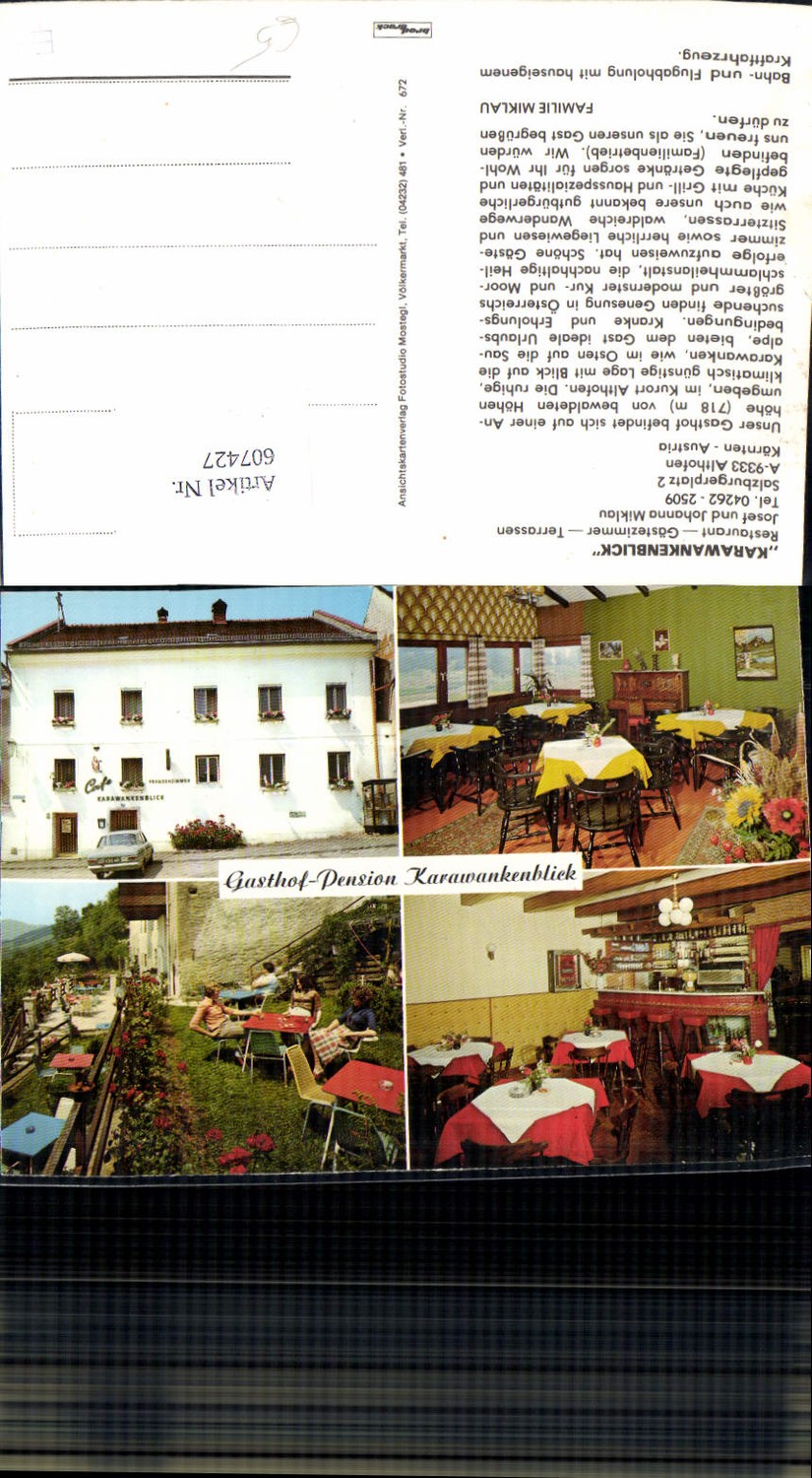 607427,Mehrbild Ak Althofen Karawankenblick Restaurant Gasthof Pension