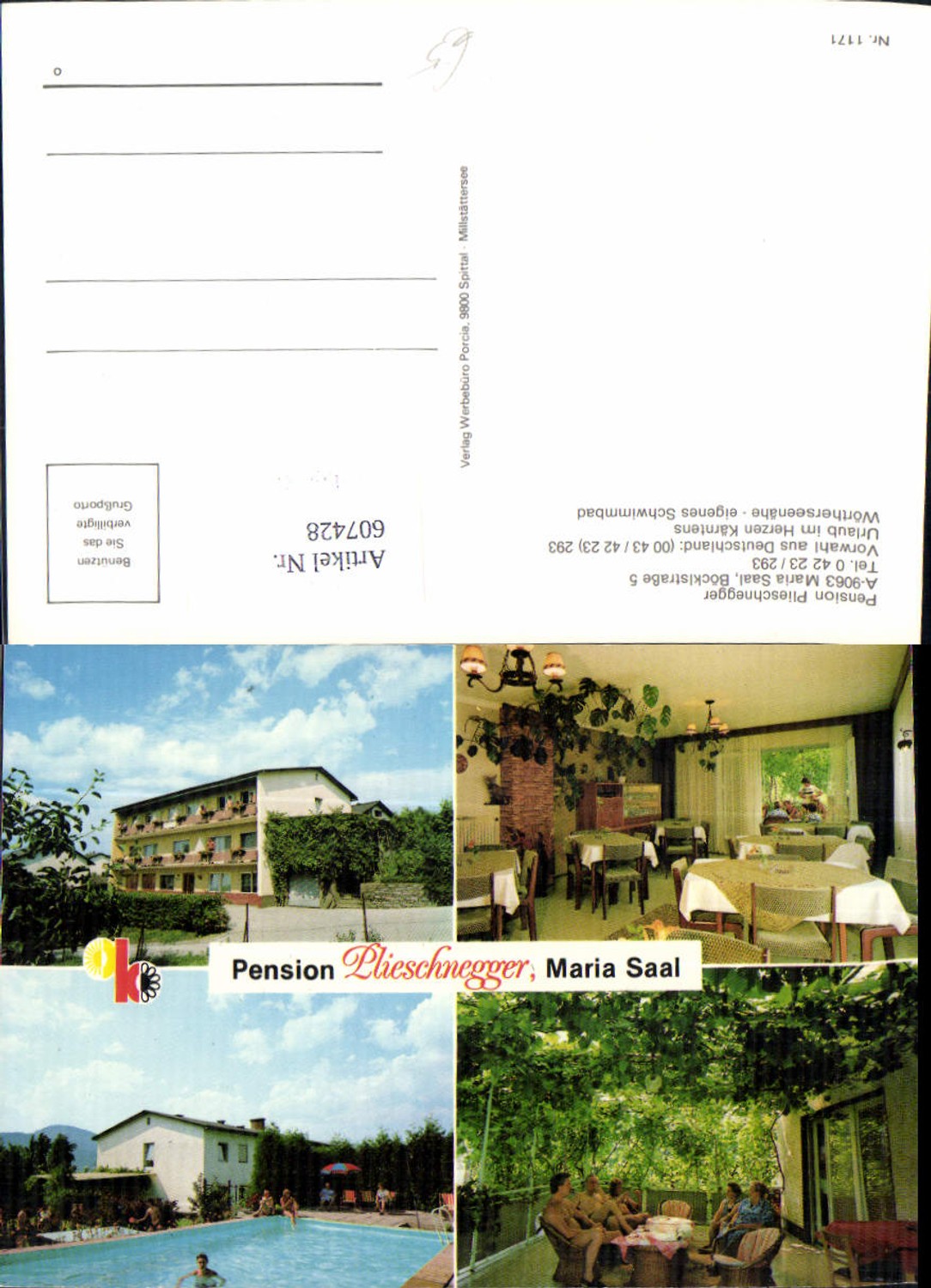 607428,Mehrbild Ak Maria Saal Pension Plieschnegger Schwimmbad