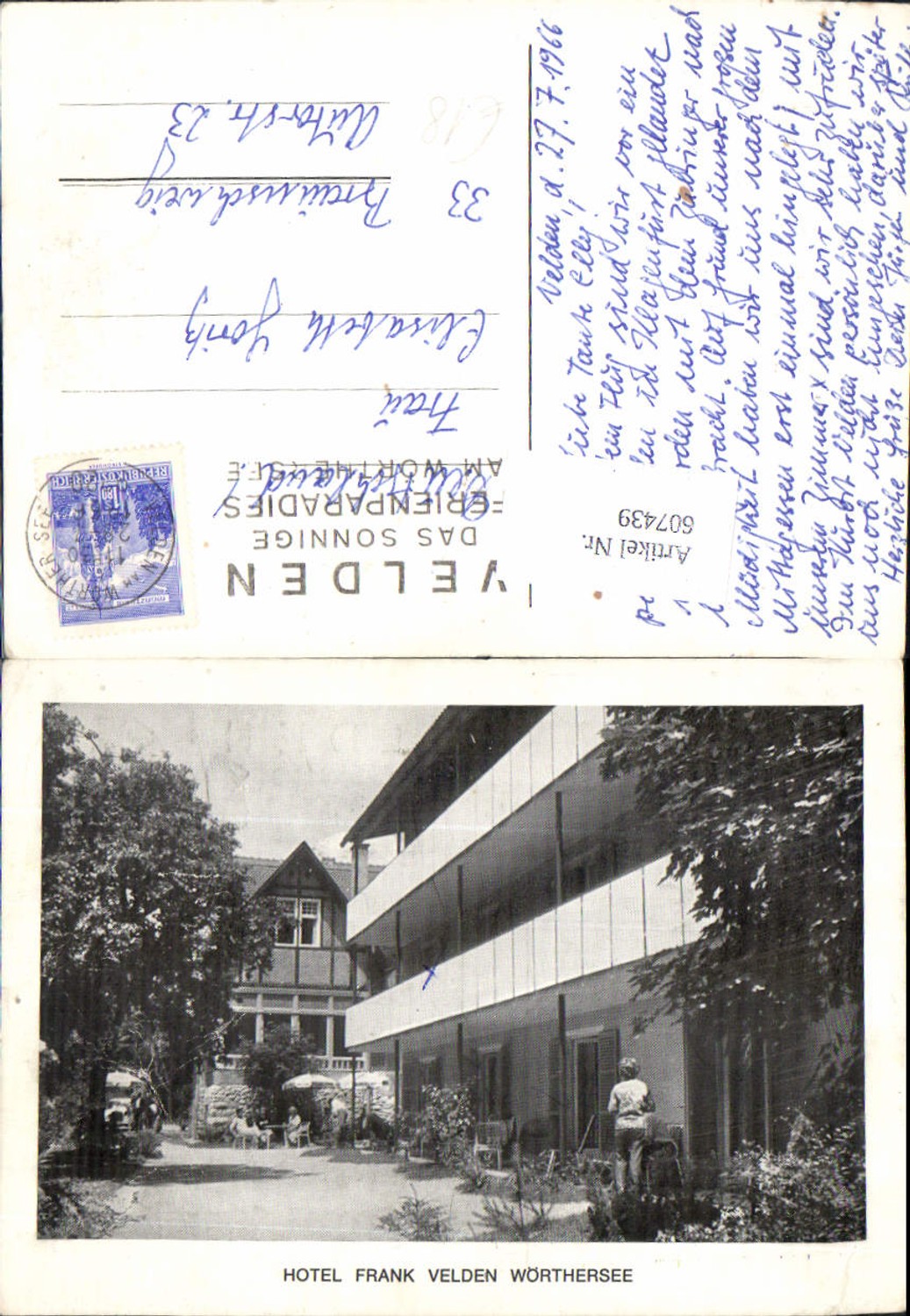 607439,Velden a. Wörthersee Hotel Frank 1966
