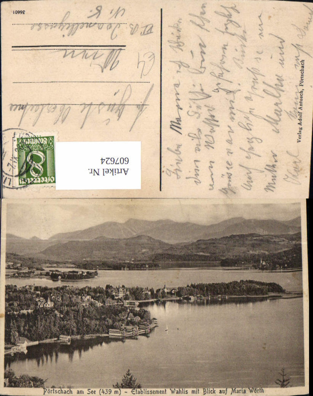 607624,Pörtschach a. See Etablissement Wahlis m. Blick auf Maria Wörth