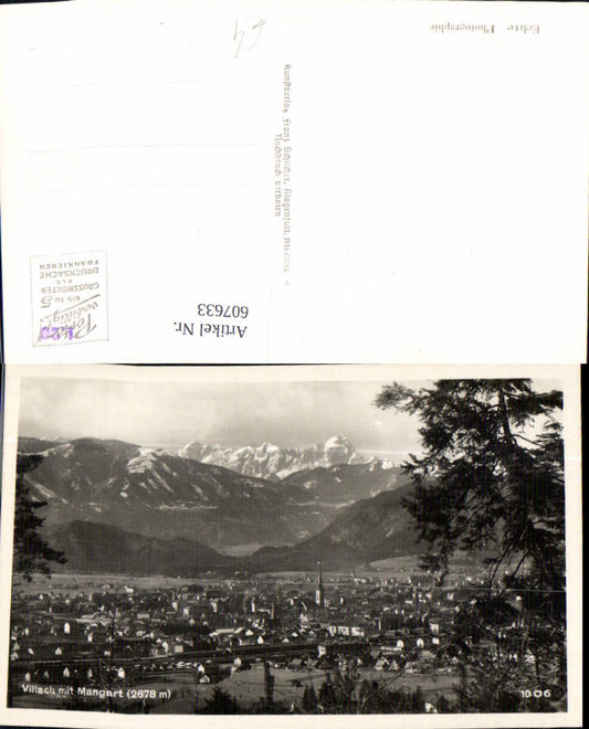 607633,Foto Ak Villach m. Mangart Ansicht