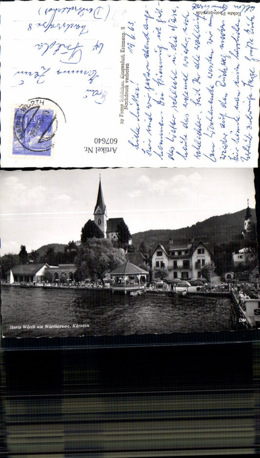 607640,Foto Ak Maria Wörth a. Wörthersee Ansicht Anleger VW Käfer